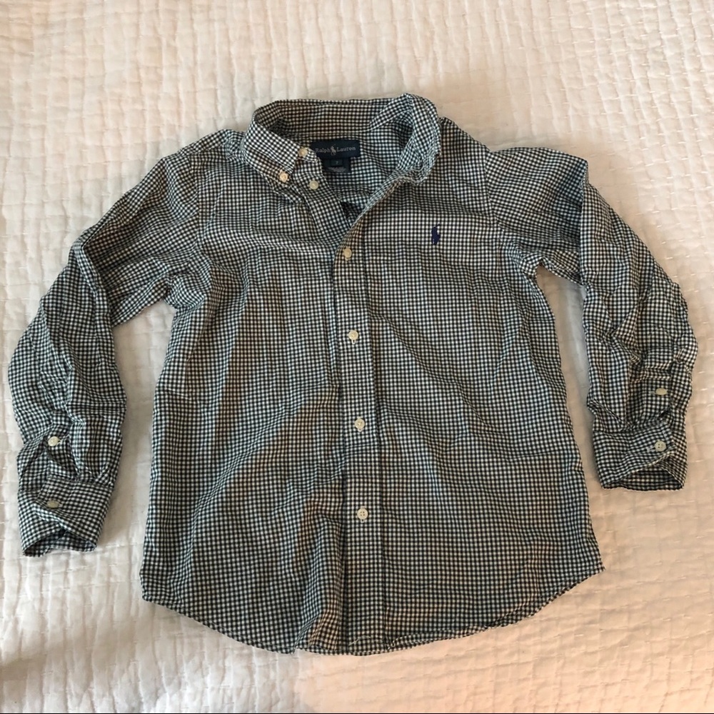 Boys Green Gingham Polo